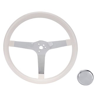 Grant® - 3-Spoke Classic Series Black Foam Steering Wheel with Solid Polished Spokes and White Grip