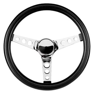 Grant® - 3-Spoke Classic Series Black Foam Steering Wheel with Chrome Perforated Spokes