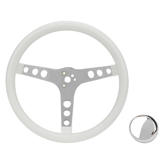 Grant® - 3-Spoke Classic Series Black Foam Steering Wheel with Chrome Perforated Spokes and White Grip