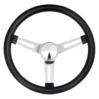 Grant® - 3-Spoke Classic Nostalgia Series Black Foam Steering Wheel with Chrome Slotted Spokes