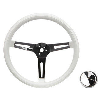 Grant® - 3-Spoke Classic Nostalgia Series White Foam Steering Wheel with Chrome Slotted Spokes