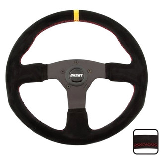 Grant® - 3-Spoke Suede Series Steering Wheel with Yellow Top Marker