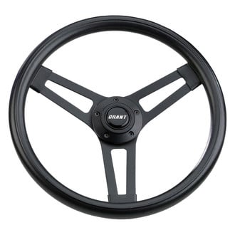 Grant® - 3-Spoke Classic 5 Series Black Foam Steering Wheel with Black Powder Coated Steel Spokes
