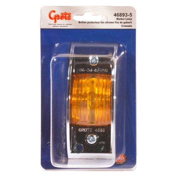 Grote® - 4.75" Chrome-Armored Rectangular Screw Mount Clearance Marker Light