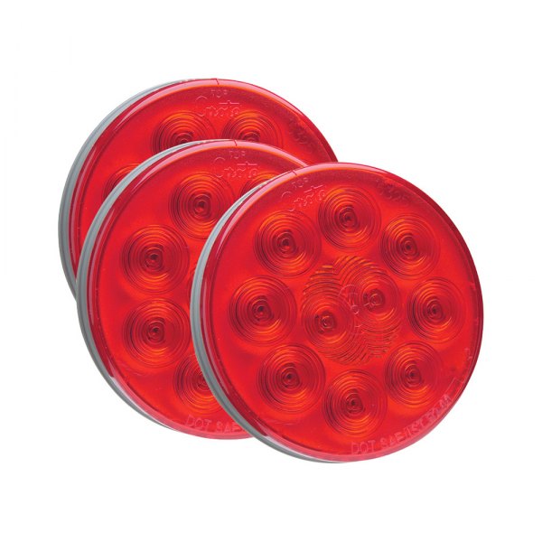 Grote® - SuperNova™ 4" Chrome/Red Round Male Pin LED Tail Lights