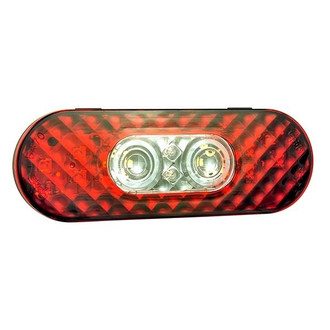 Grote® - 6" Red Oval Grommet/Bracket Mount LED Combination Tail Light with Integrated Backup Light