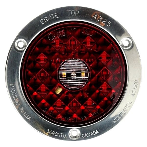 Grote® - 4" Round Screw Mount LED Combination Tail Light with Integrated Backup Light