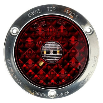 Grote® - 4" Red Round Screw Mount LED Combination Tail Light with Integrated Backup Light