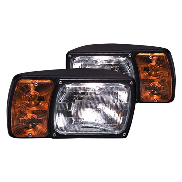 Grote® - 12.5"x6" Rectangular Black Euro Headlights With Turn Signal/Parking Light