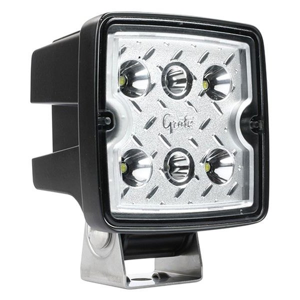 Grote® - Trilliant™ 4"x4" 36W Cube Black Powder Coated Housing Flood Beam LED Light with Pigtail