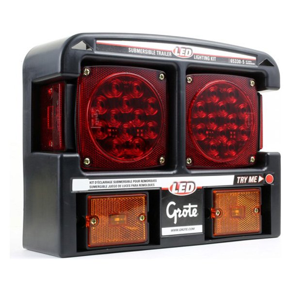 Grote® - 5" Submersible Square Stud Mount LED Combination Tail Lights with Clearance Marker Light