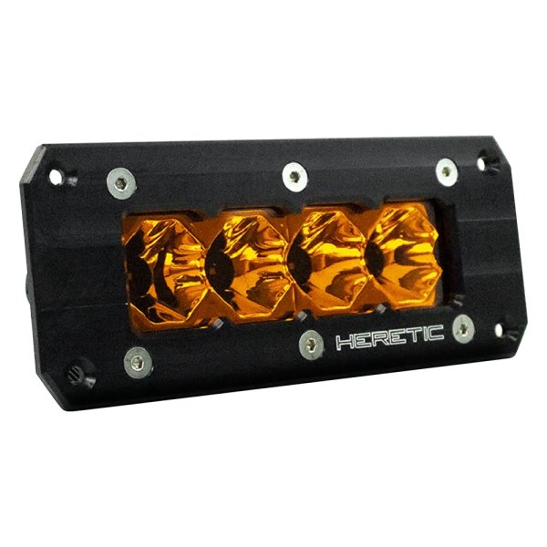 Heretic Studio® - 6 Series Flush Mount 4" 24W Flood Beam Amber Light Bar with Black Inner Bezel