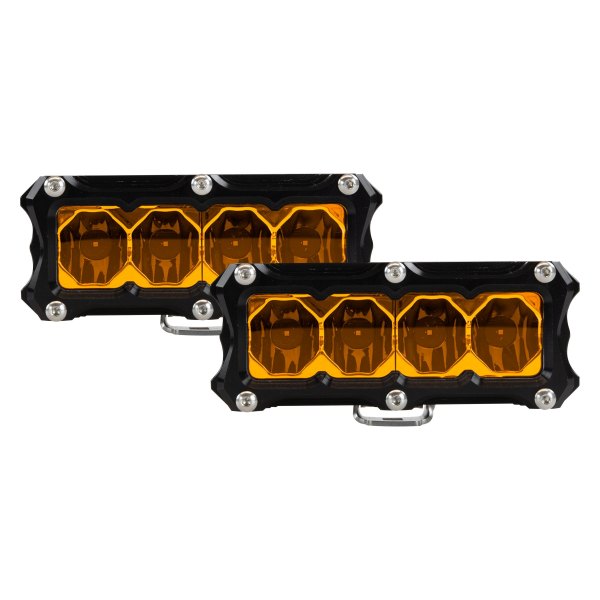 Heretic Studio® - 6 Series 4" 2x24W Flood Beam Amber Light Bars with Black Inner Bezel