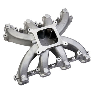 Holley® - Mid Rise Satin Carbureted Cast Single Plane Intake Manifold with Cathedral Ports