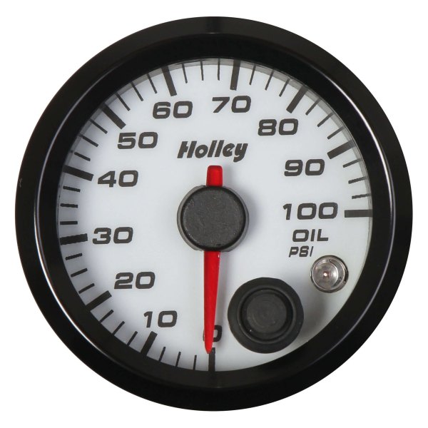Holley® - Analog Style Series 2-1/16" Oil Pressure Gauge, White, 100 PSI