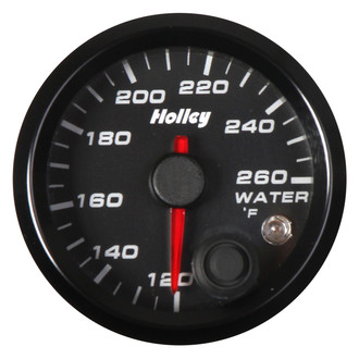 Holley® - Analog Style Series 2-1/16" Water Temperature Gauge, Black, 260 F