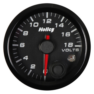 Holley® - Analog Style Series 2-1/16" Voltage Gauge, Black, 18 V