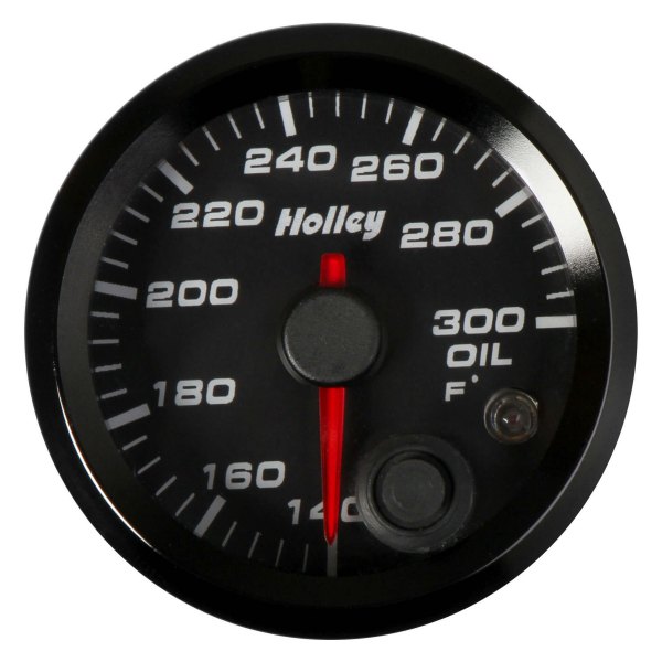 Holley® - Analog Style Series 2-1/16" Oil Temperature Gauge, Black, 300 F