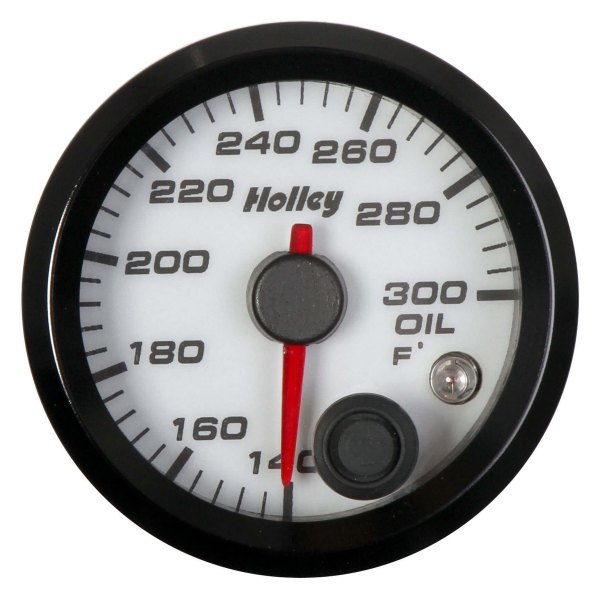 Holley® - Analog Style Series 2-1/16" Oil Temperature Gauge, White, 300 F