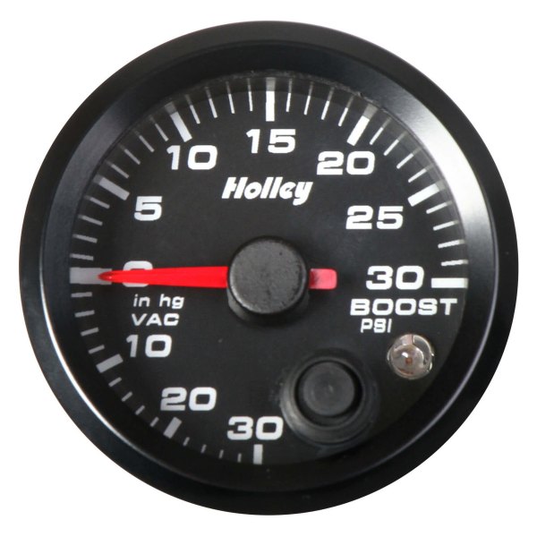 Holley® - Analog Style Series 2-1/16" Vacuum/Boost Gauge, Black, 30InHg/30 PSI