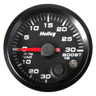 Holley® - Analog Style Series 2-1/16" Vacuum/Boost Gauge, Black, 30InHg/30 PSI