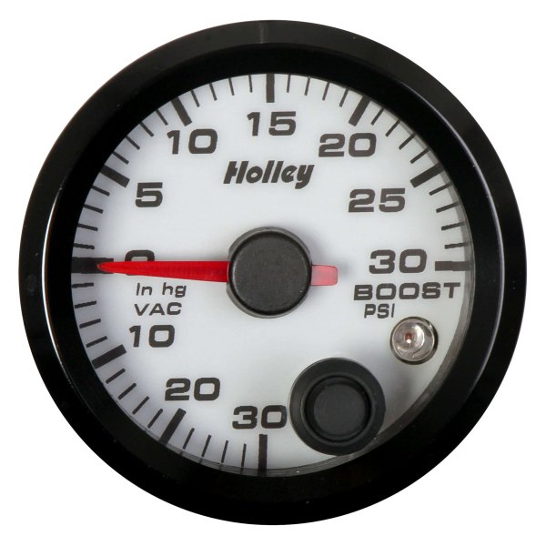 Holley® - Analog Style Series 2-1/16" Vacuum/Boost Gauge, White, 30InHg/30 PSI