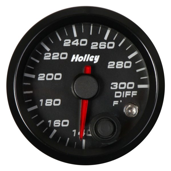 Holley® - Analog Style Series 2-1/16" Differential Temperature Gauge, Black, 140-300 F