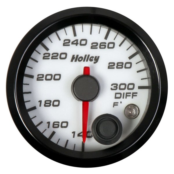 Holley® - Analog Style Series 2-1/16" Differential Temperature Gauge, White, 140-300 F