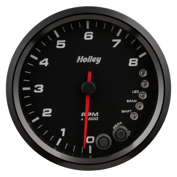Holley® - Analog Style Series 4-1/2" Tachometer with Internal Shift Light, Black, 8000 RPM