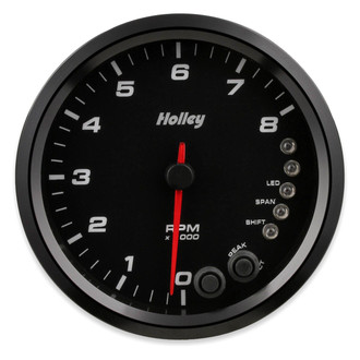 Holley® - Analog Style Series 4-1/2" Tachometer with Internal Shift Light, Black, 8000 RPM