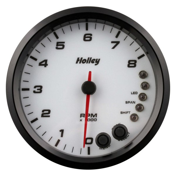 Holley® - Analog Style Series 4-1/2" Tachometer with Internal Shift Light, White, 8000 RPM