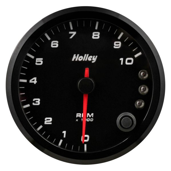 Holley® - Analog Style Series 3-3/8" Tachometer with Internal Shift Light, Black, 10000 RPM