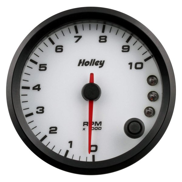 Holley® - Analog Style Series 3-3/8" Tachometer with Internal Shift Light, White, 10000 RPM