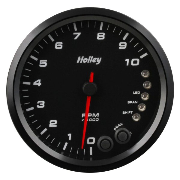 Holley® - Analog Style Series 4-1/2" Tachometer with Internal Shift Light, Black, 10000 RPM