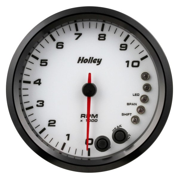 Holley® - Analog Style Series 4-1/2" Tachometer with Internal Shift Light, White, 10000 RPM