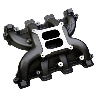 Holley® - Mid Rise Black Ceramic Carbureted Cast Dual Plane Intake Manifold