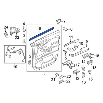 Honda OE - Front Left Door Window Belt Weatherstrip