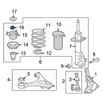 Honda OE - Front Suspension Strut Mount Nut
