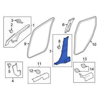 Honda OE - Right Lower Door Pillar Post Trim Set
