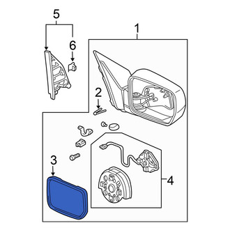 Honda OE - Front Left Door Mirror Glass