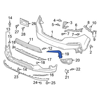 Honda OE - Front Right Upper Bumper Cover Spacer Panel