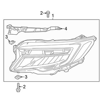 Honda OE - Front Lamps - Headlamp Components (With LED High Beam), (Black Edition / Elite / Touring)