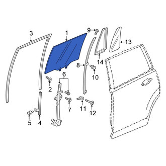 Honda OE - Rear Left Door Glass