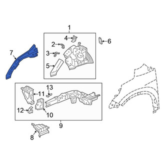 Honda OE - Front Left Fender Rail