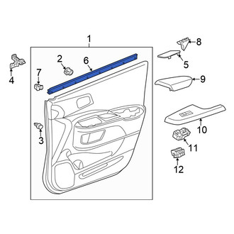 Honda OE - Front Left Inner Door Window Belt Weatherstrip