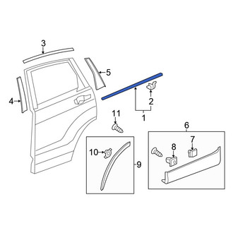 Honda OE - Front Left Outer Door Window Belt Weatherstrip