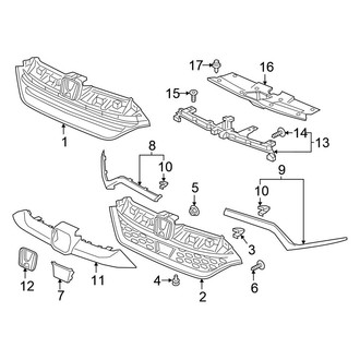 Honda OE - Front Bumper & Grille - Grille & Components