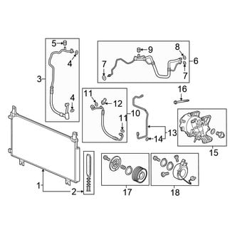Honda OE - Air Conditioner & Heater - Condenser, Compressor & Lines (EX / EX-L / Touring 1.5L)