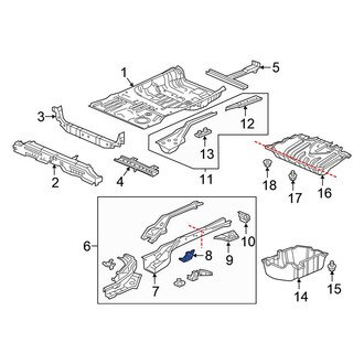 Honda OE - Left Floor Pan Crossmember Bracket