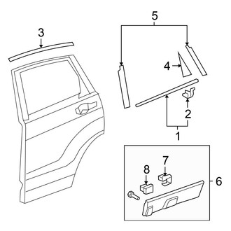 Honda OE - Rear Door - Body Side Molding (Dealer Installed Accessory)